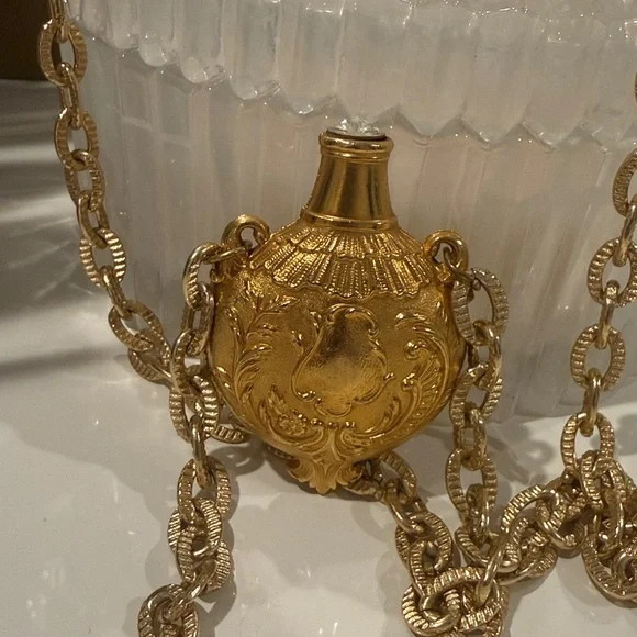 Scheilan Firenze 1980 Vintage Perfume Bottle Style Crystal Pendant Necklace